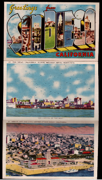 Greetings from San Diego California 12 panel fold out post card