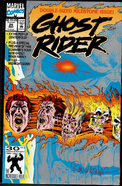 GHOST RIDER # 25 MARVEL COMICS May 1992 w POP UP DIE-CUT CENTER PAGE HIGH GRADE