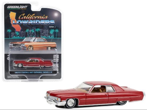 GREENLIGHT LOWRIDERS 1:64 1973 CADILLAC COUPE DE VILLE CUSTOM MAROON NEW!!!!!!!!