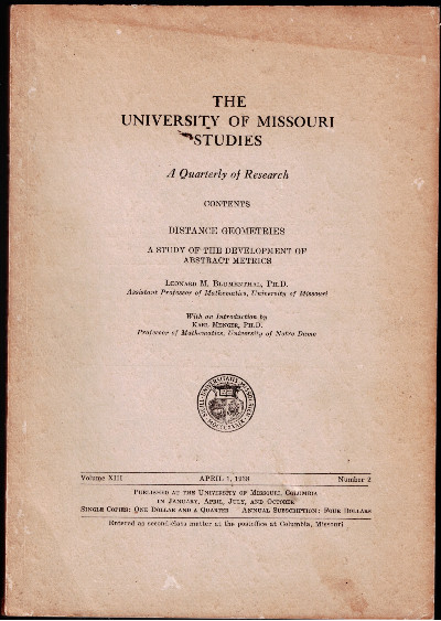 The University of Missouri Studies A Quarterly of Research.<br/>Distance Geometries