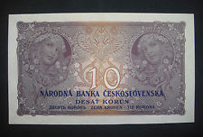 CZECHOSLOVAKIA 10 korun 1927 ,a UNC, NOT PERFORATED,no perforation, Alfons Mucha