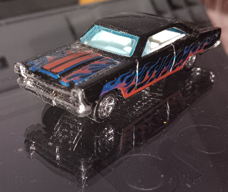2016 Hot Wheels #95 '66 Ford 427 Fairlane GT Black HW Flames 1:64 Loose