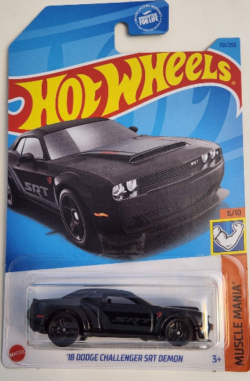 Hot Wheels '18 Dodge Challenger SRT Demon 151/250 Black Muscle Mania 6/10 Diecas