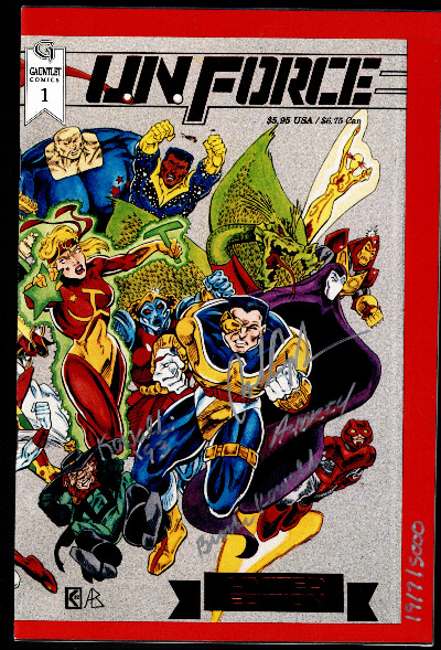 Un Force #1B GAUNTLET 1993 VF+ LIMITED ED 3658/5000-SIGNED AUDREY,KOWALL,+ 2