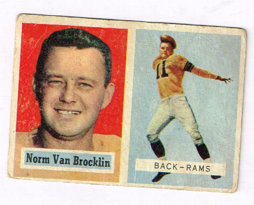 1957 Topps Norm Van Brocklin #22 Football Card. Rams and vikings