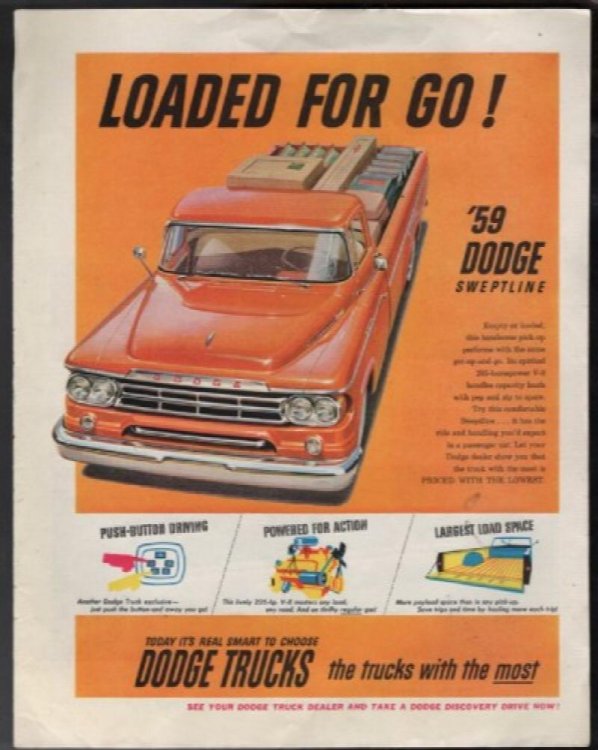 1959 59 Dodge Sweptline Pickup Pick-up large-magazine truck ad