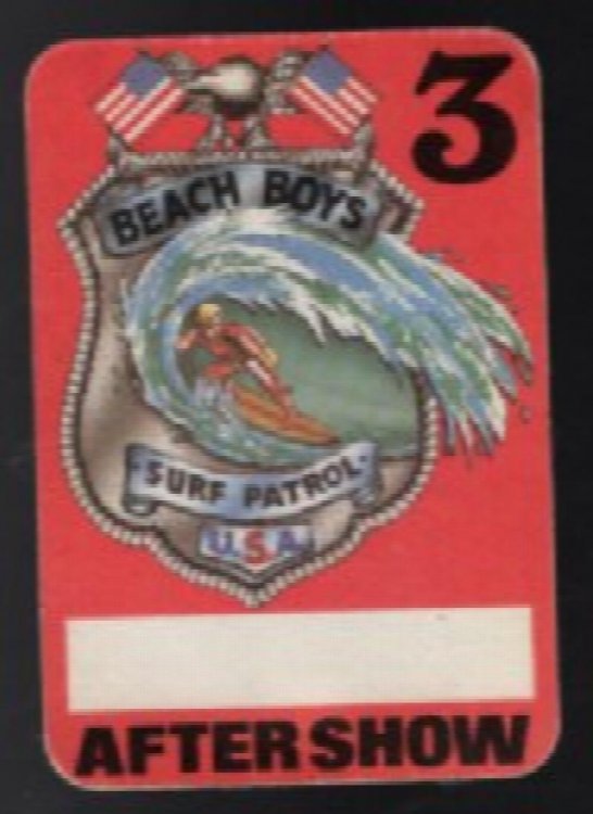 Vintage Beach Boys After Show Pass Surf Patrol USA