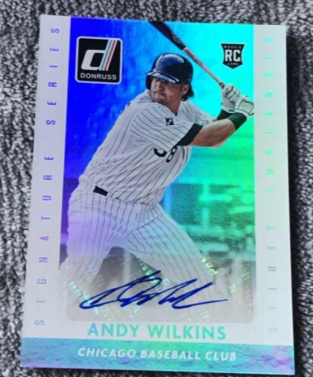 2015 Panini Donruss Baseball treading card: Andy Wilkins Auto Silver Holo Parallel