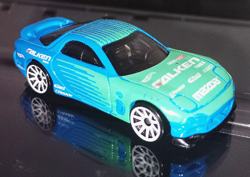 Hot wheels 1995 Mazda RX7 HW Drift 2/5 Blue/green Falken #113