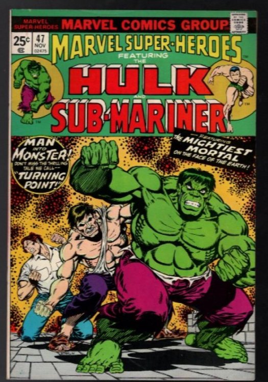 Marvel Super Heroes #47 Marvel Hulk & Sub-Mariner Bronze Age 1974 MARVEL Comics