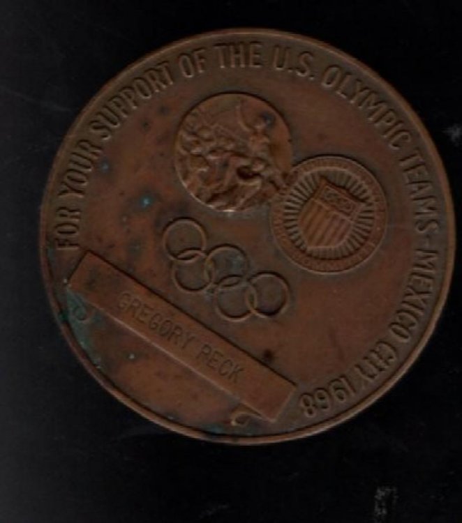 Table medal presented to a supporter of the 1968 US Olympic team