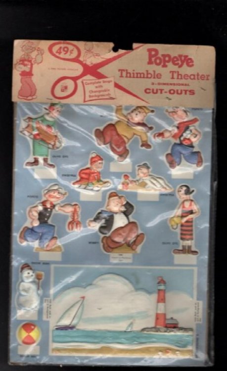 Popeye Thimble Theater 3D Cut Outs Sealed Pkg