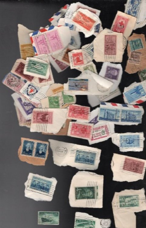 Over 50 cancelled stamps.