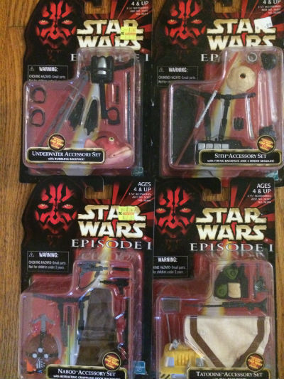Star Wars:Lot of 4 accessory kits;Underwater,Naboo,Sith & Tatooine