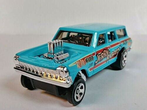 Hot Wheels HW Race Day 4/10 #198 Blue 1964 '64 Nova Wagon Gasser 1/64 Loose