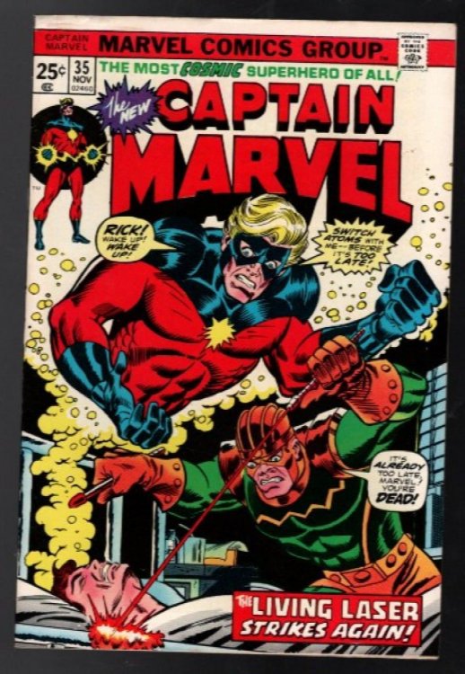Captain Marvel #35, FN 1974 Brief Ant-Man and Wasp appearances! Living Laser