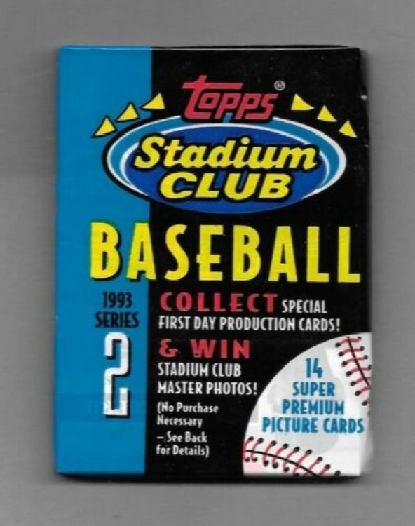 Factory Sealed Pack of 1993 TOPPS STADIUM CLUB BASEBALL Series 2