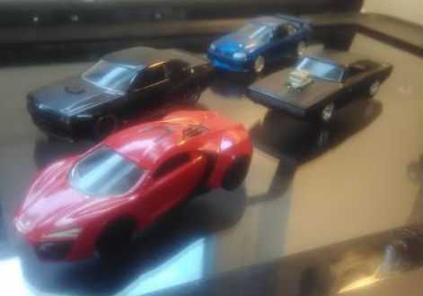 Fast & Furious 1:55 Diecast Cars 1970 Dodge Charger RT,Lykan Hypersport,2012 Dodge Challenger SRT8,2002 Nissan Skyline GT-R all 4 loose