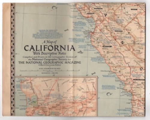 Vintage national geographic 1954 Map Of California 36