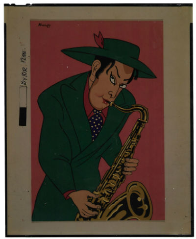 jAPANESE kABUKI SAX PLAYER,nEative photo 8X10