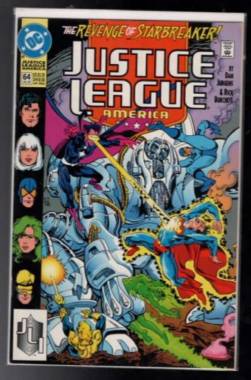 JUSTICE LEAGUE AMERICA #64 1992 REVENGE OF STARBREAKER -JURGENS/BURCHETT