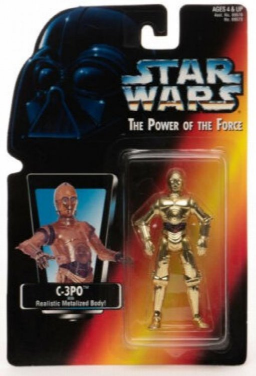 Star Wars POTF C-3PO Realistic Metalized Body Action Figure Red Card Kenner 1995