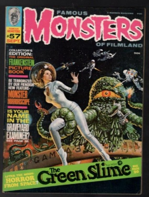 FAMOUS MONSTERS OF FILMLAND MAGAZINE 57 THE GREEN SLIME BORIS KARLOFF TORRES ART