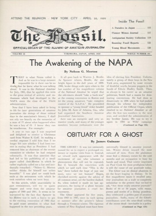 THE FOSSIL. Vol. 56, No. 161. April, 1959.