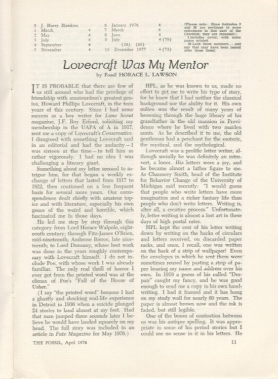 THE FOSSIL. April, 1978. Vol. 75, No. 4. Whole Number 222.