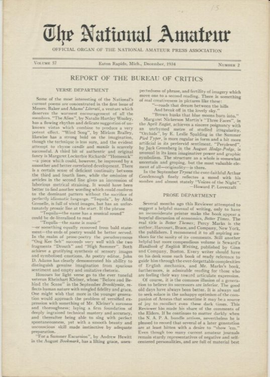 THE NATIONAL AMATEUR. December, 1934.