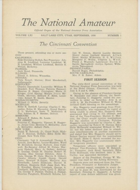 THE NATIONAL AMATEUR. September, 1938.