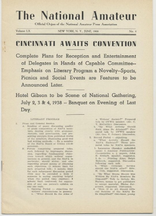 THE NATIONAL AMATEUR. June, 1938.