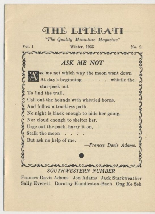 THE LITERATI, Summer, 1935. Vol 1, No. 4