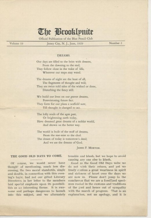 THE BROOKLYNITE. June, 1929. Vol. 19, No. 2.