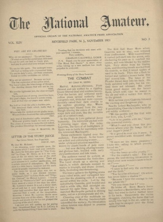 Image for THE NATIONAL AMATEUR. Vol. XLIV. No. 2. November, 1921. THE NATIONAL AMATEUR. Vol. XLIV. No. 2. November, 1921.
