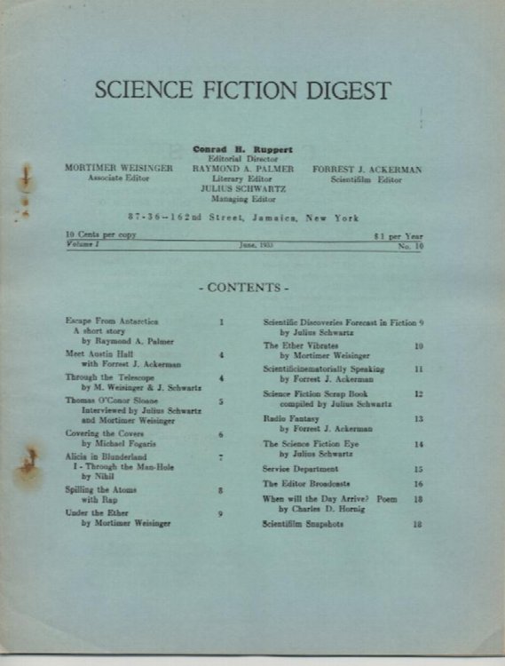 SCIENCE FICTION DIGEST. Vol. 1, No. 10.
