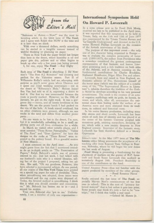THE FOSSIL. July, 1977. Vol. 75, No. 1. Whole Number 219.