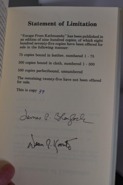 TWO VIEWS OF A CAVE PAINTING & THE IDOL's EYE/ESCAPE FROM KATHMANDU. Signed by the authors, and introduction contributor, Dean Koontz. 300 copies.