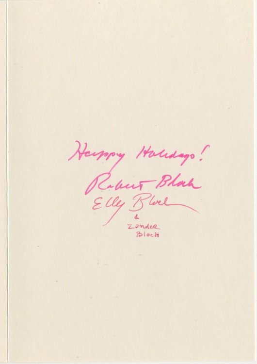 CHRISTMAS CARD TO ROY SQUIRES. Signed & inscribed. 1981.