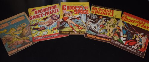 ROCKETEERS AT BAY. THRILLS INCOROPORATED. Australia's 1st woman of Science Fiction, N.K. Hemming. 5-issues: 17,19, 20, 21, 23. Scarce.