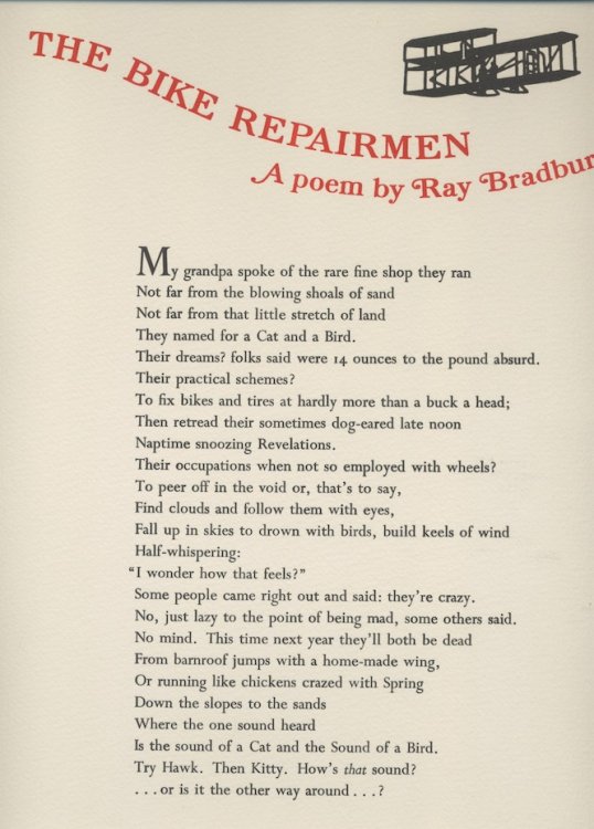 THE BIKE REPAIRMAN. Santa Susanna Press, 1978. Celebrating ten days of Ray Bradbury. [400 copies printed].