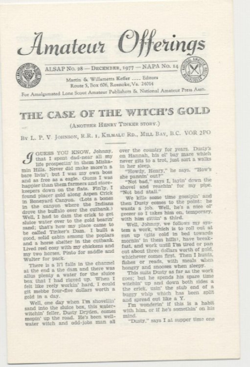 AMATEUR OFFERINGS. December, 1977