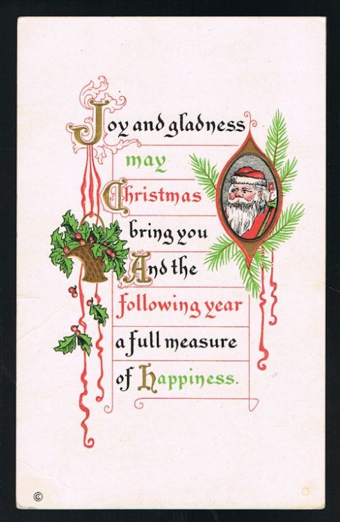 Christmas Greetings Embossed Postcard - Father Christmas Santa