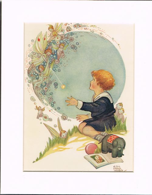 Fairy Bubbles (Mounted Illustration from Bo-Peep's Big Nursery Story Book)