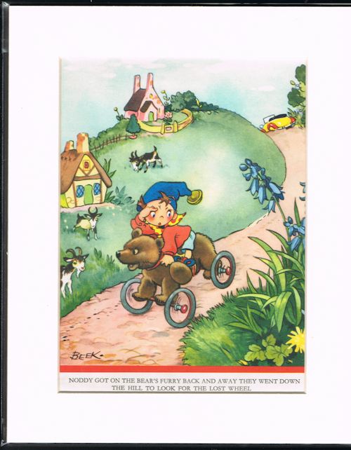 Bear on Wheels (Mounted Noddy Illustration)