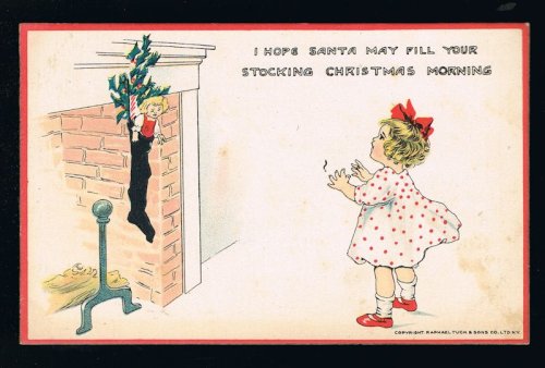 Hope Santa Fills Your Stocking Christmas Postcard