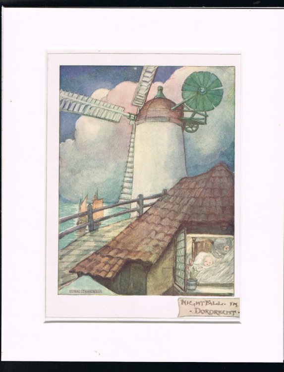 Nightfall in Dordrecht [Mounted Plate from The Sleepy-Song Book]
