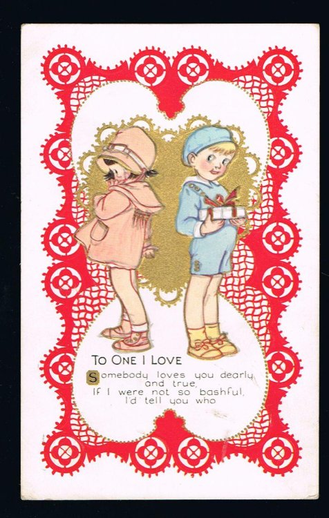 To One I Love Embossed Valentine Postcard
