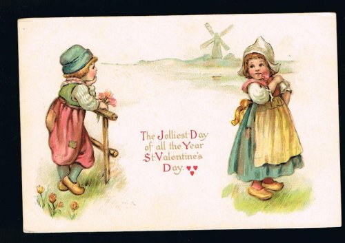 Jolliest Day Dutch Children Valentine Postcard