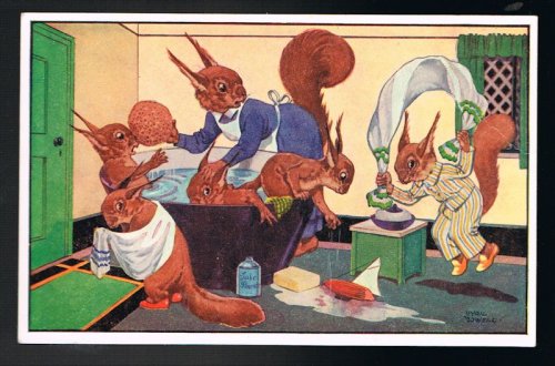 The Squirrelquins Bath Night Postcard
